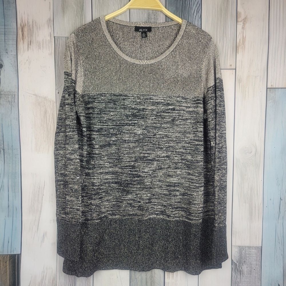 Alyx Black Silver Shimmery Sweater Top Size Large